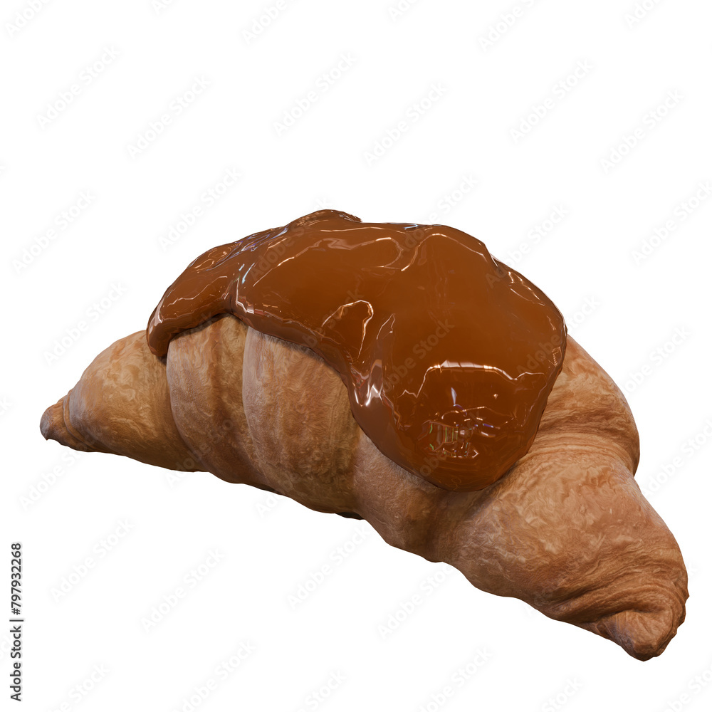 Croissant with Chocolate PNG 3D Croissant with Chocolate PNG 3D