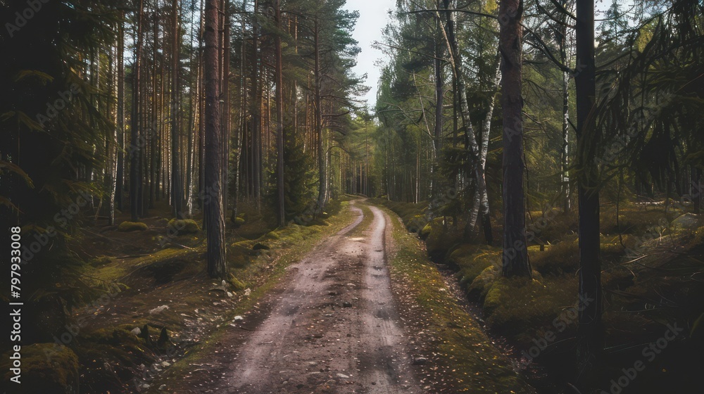 view Beautiful road route between forests view Beautiful road route between forests