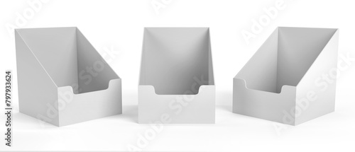 Empty Product Display Tray, PDQ Display. PDQ Display Box With Three Different View. 3D Rendered