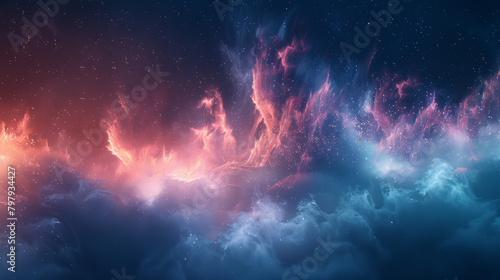 A colorful galaxy with a blue and pink cloud in the middle photo