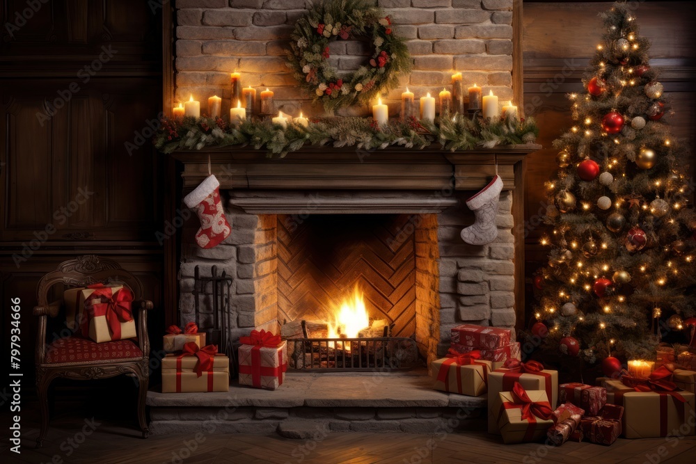 custom made wallpaper toronto digitalFireplace christmas decoration hearth.