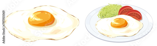 目玉焼きのセットイラスト