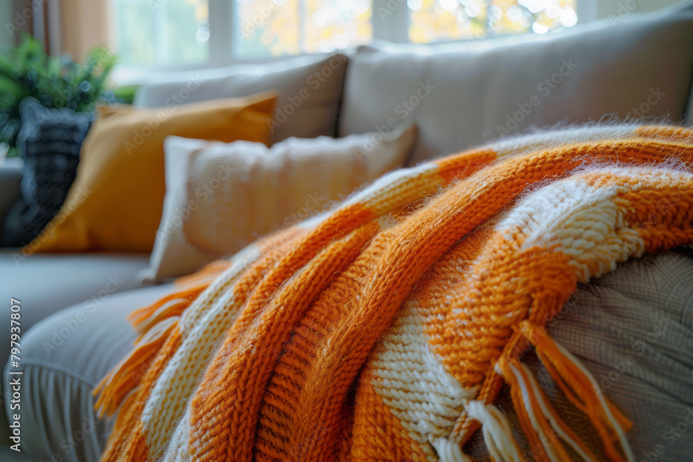 A warm stripe pattern where a cozy orange blends into a gentle cream, mimicking a comforting fireside,