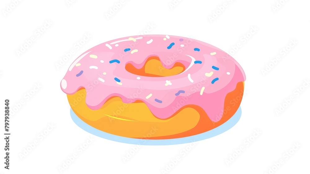 Icon of a delicious donut standing solo as a flat representation of a delectable dessert a sugary treat displayed elegantly against a clean white background Icon of a delicious donut standing solo as a flat representation of a delectable dessert a sugary treat displayed elegantly against a clean white background