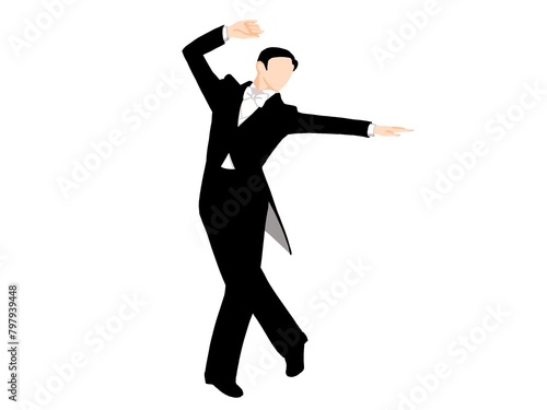 燕尾服を着て踊る男性ダンサー主線なし photo