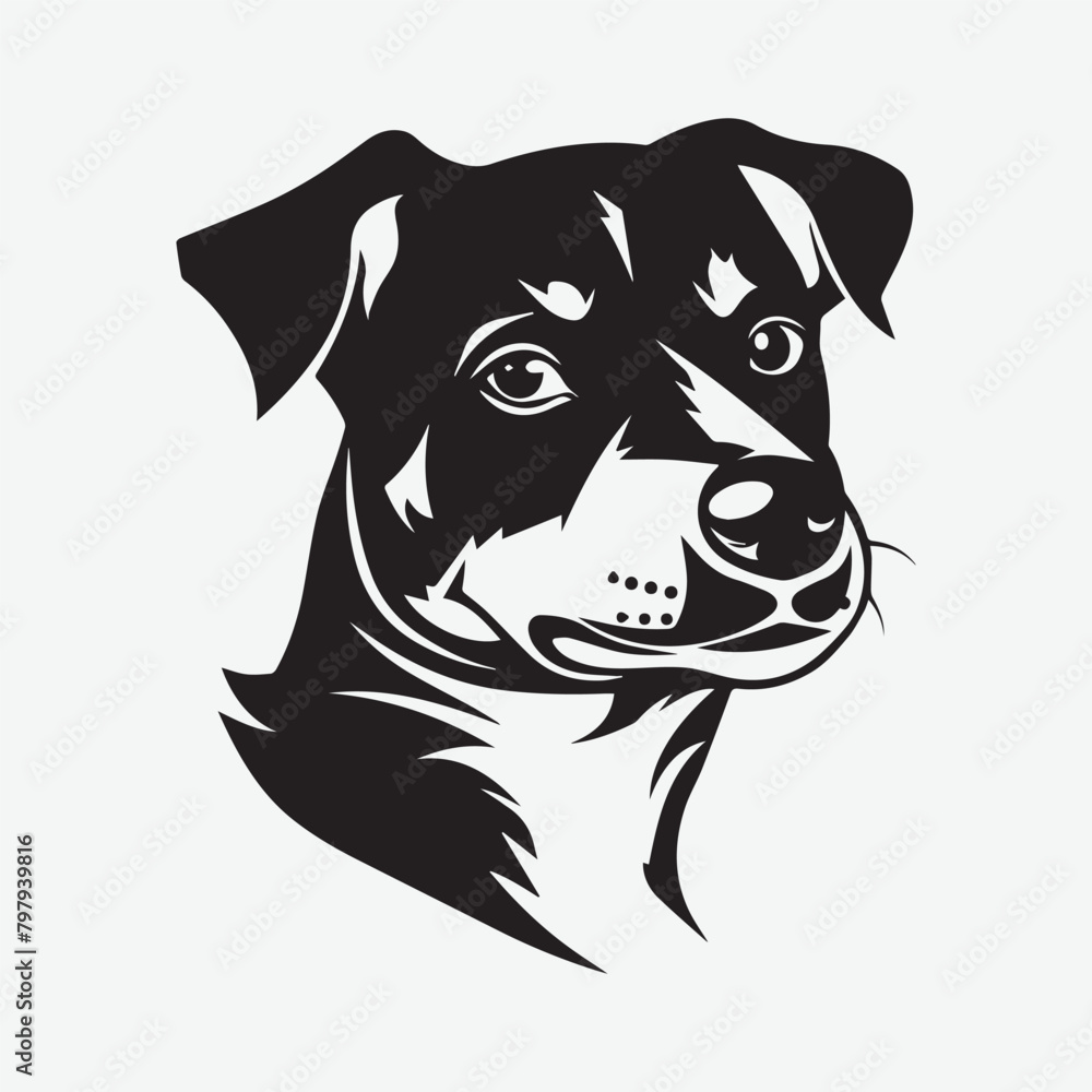 Dog Face Black & White Vector. Dogs faces collection. Vector illustration of different breeds dogs in trendy flat style. Isolated on white. Dog Face Black & White Vector. Dogs faces collection. Vector illustration of different breeds dogs in trendy flat style. Isolated on white.