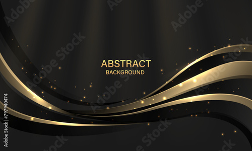 Abstract vector luxury golden black curve gritter on grey geometric design creative background
