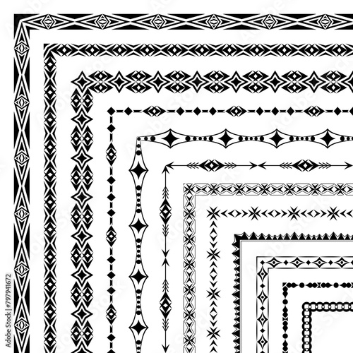 Vector set of corner brushes with elegant geometric patterns photo