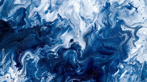 Abstract Blue and White Painting Texture Background with Liquid Paint swirling vortexes, Wallpaper Pictures, Background Hd