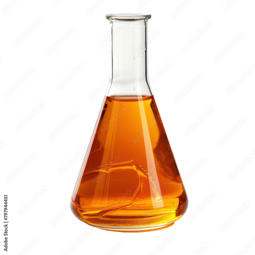 Conical flask with liquid isolate on transparent png.
Conical flask with liquid isolate on transparent png.