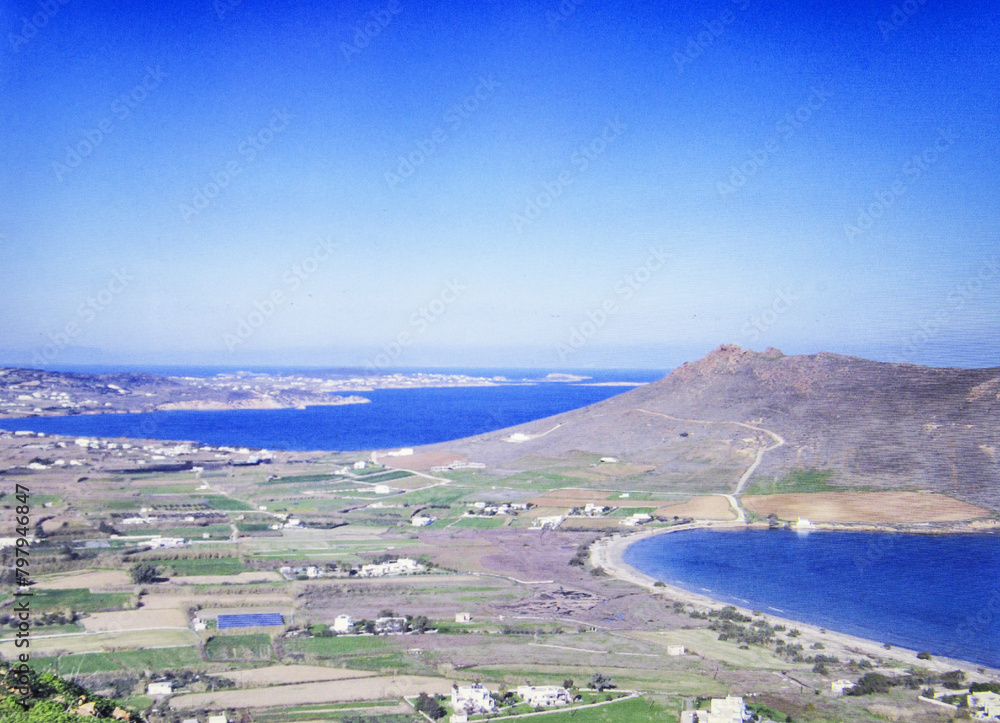 panorama of Paros island during the day, island Greece
