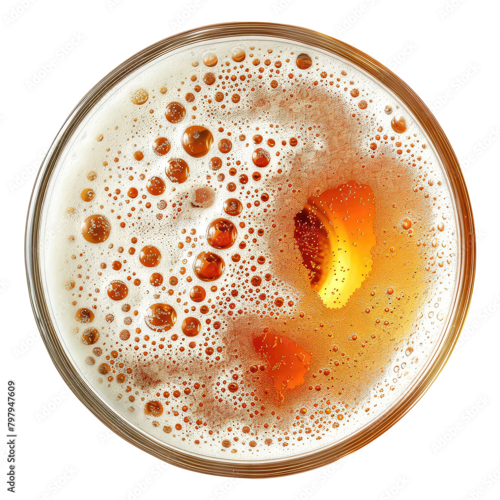Glass of beer with bubble top view isolated on transparent background Remove png, Clipping Path, pen tool Glass of beer with bubble top view isolated on transparent background Remove png, Clipping Path, pen tool