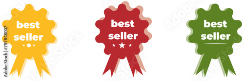 Best seller icon designs set with laurel, best seller badge logo template isolated on white vector illustration eps 10