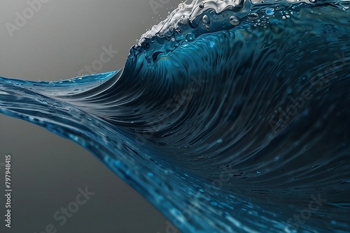 Isolated blue water splash on a gry background. Generative AI photo