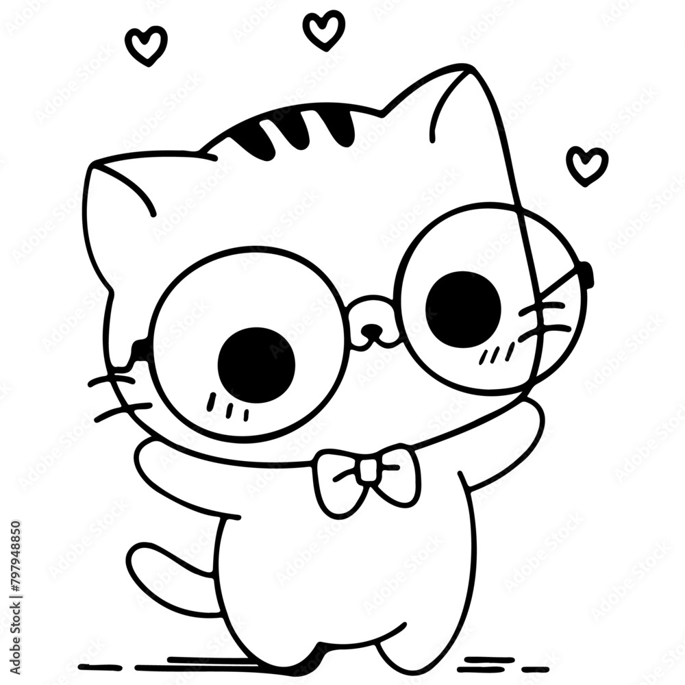 a cute nerdy boy cat wearing oversized glasses a cute nerdy boy cat wearing oversized glasses