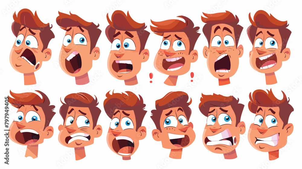 Cartoon Characters avatars emotion. Set of avatars wi