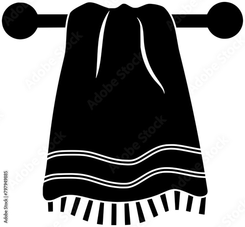 towel illustration bath silhouette bathroom logo clean icon rack outline home hygiene household object dry wall hanger holder hand shape shower cloth interior for vector graphic background