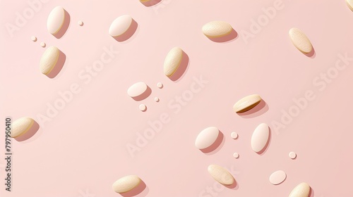 Minimalistic Pill Arrangement on Light Pink Background