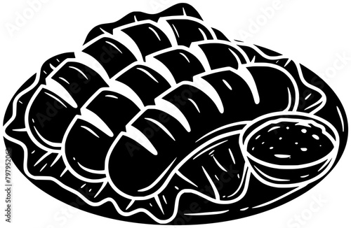 sausage illustration food silhouette meat logo dish icon plate outline grilled bowl dinner lunch meal pork cooked fried roasted shape eat beef barbecue for vector graphic background