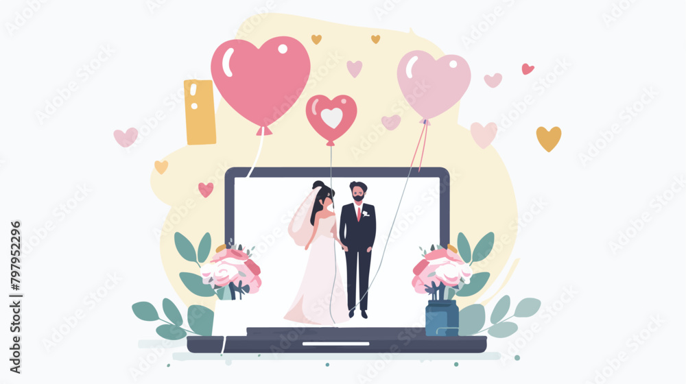 Online wedding ceremony with virtual guests. with bal