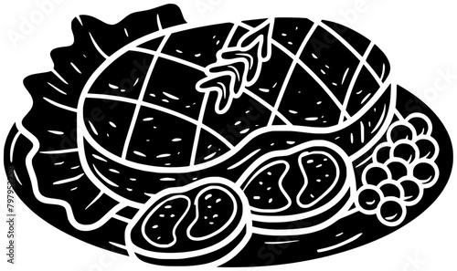 meat illustration beef silhouette dish logo meal icon bowl outline food plate dinner delicious cuisine steak lunch red traditional shape vegetable cooking pepper for vector graphic background