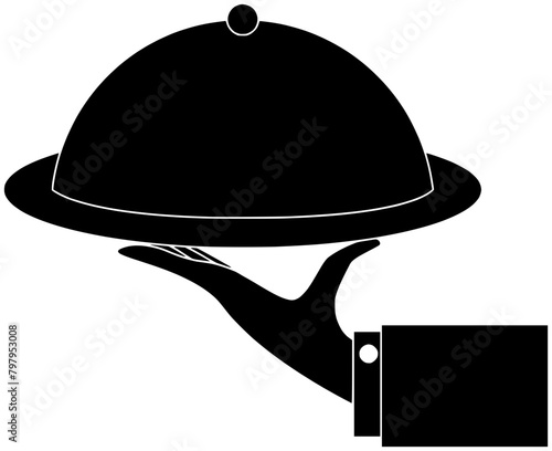 chef illustration caterers silhouette buffett logo catering icon restaurant outline buffet food meal tray self-service cafeteria canteen hand dish shape selfservice cookhouse refectory for vector