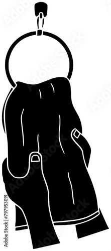 towel illustration bath silhouette bathroom logo clean icon rack outline home hygiene household object dry wall hanger holder hand shape shower cloth interior for vector graphic background