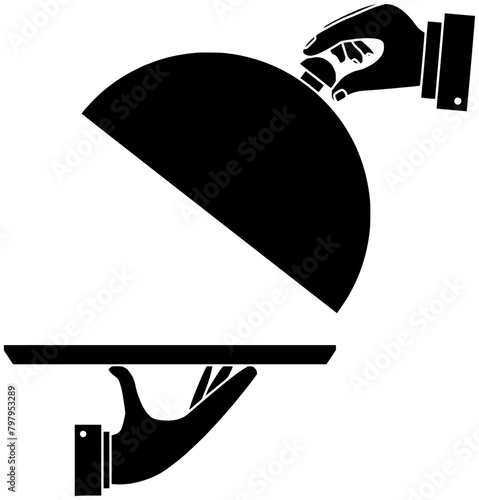 chef illustration caterers silhouette buffett logo catering icon restaurant outline buffet food meal tray self-service cafeteria canteen hand dish shape selfservice cookhouse refectory for vector