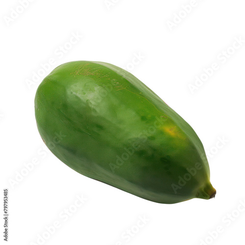 Green maradol papaya, isolate on transparent png.