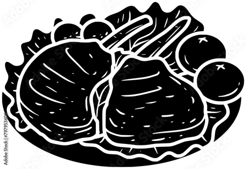 meat illustration dish silhouette food logo lamb icon beef outline bowl cuisine chop cooking dinner meal vegetable plate healthy shape hot sauce red for vector graphic background