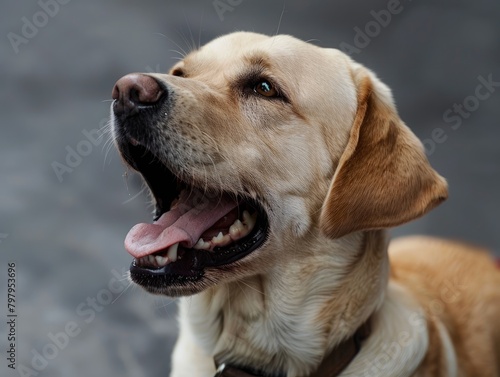 Close up of a golden Labrador retriever dog.