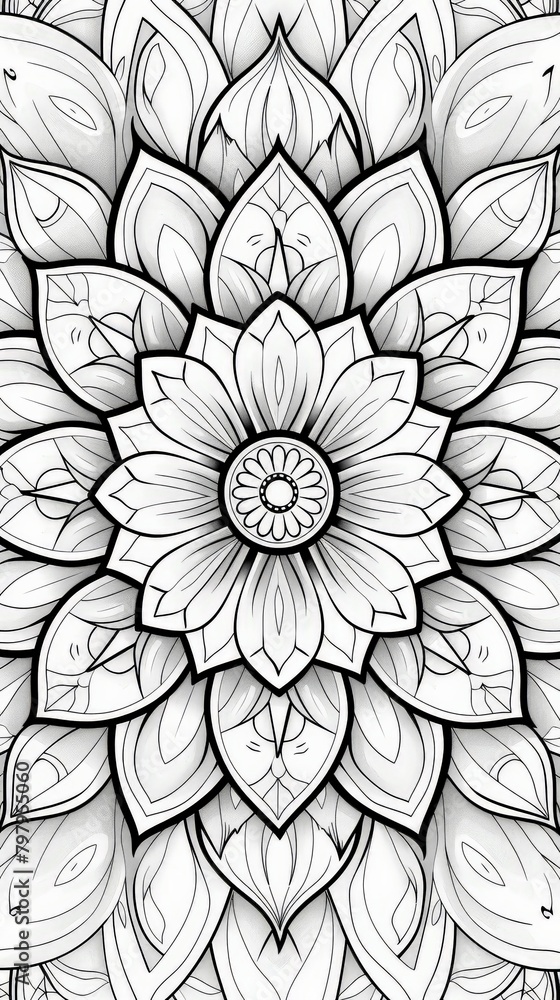 Black and White Drawing of a Flower Black and White Drawing of a Flower