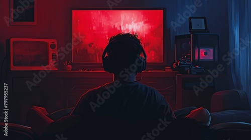 a man sitting in a room with headphones on
