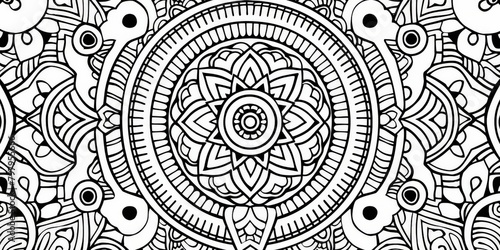 Intricate Black and White Abstract Mandala Design