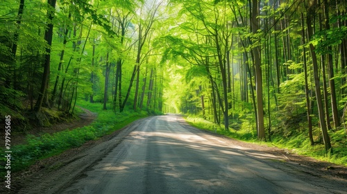 view Beautiful road route between forests