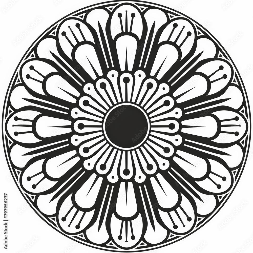 Intricate Black and White Flower Mandala Drawing Intricate Black and White Flower Mandala Drawing