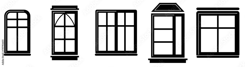 PNG, Gothic window frames line icon set. Symbol in outline flat style isolated on white background. Traditional, french, arch and round window frames. Architecture elements. Vector illustration PNG, Gothic window frames line icon set. Symbol in outline flat style isolated on white background. Traditional, french, arch and round window frames. Architecture elements. Vector illustration
