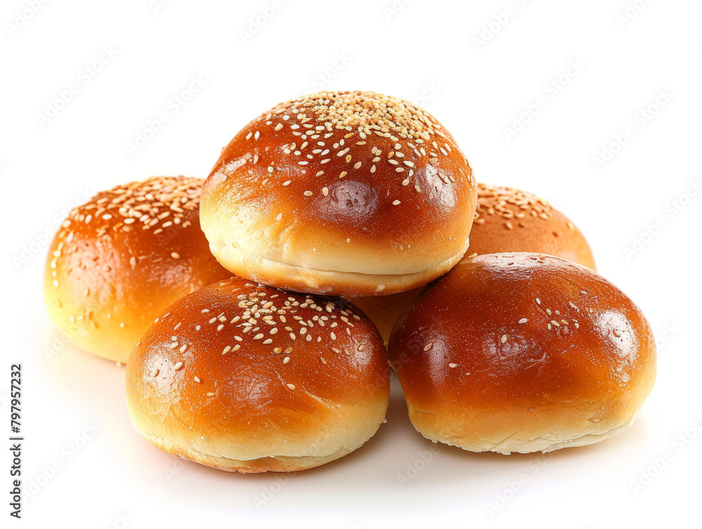 Bun with sesame seeds isolated on white background. Bun with sesame seeds isolated on white background.