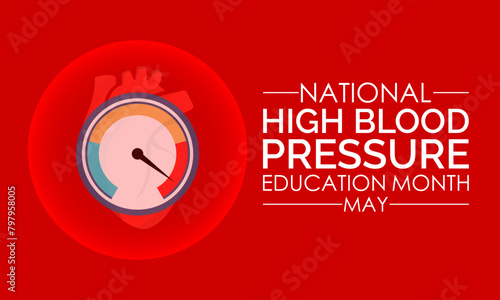 National High Blood Pressure Education Month health awareness vector illustration. Disease prevention vector template for banner, card, background.