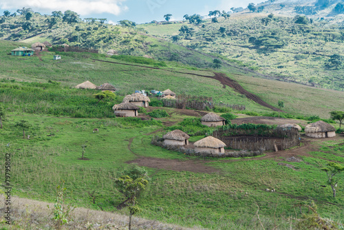 Massai village in the Ngorogoro Conservation Area, Tanzania photo