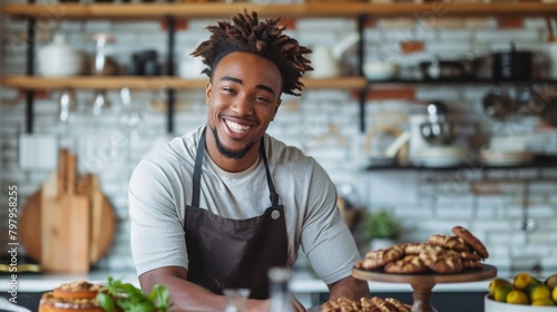 A Chef's Joyful Kitchen Portrait photo