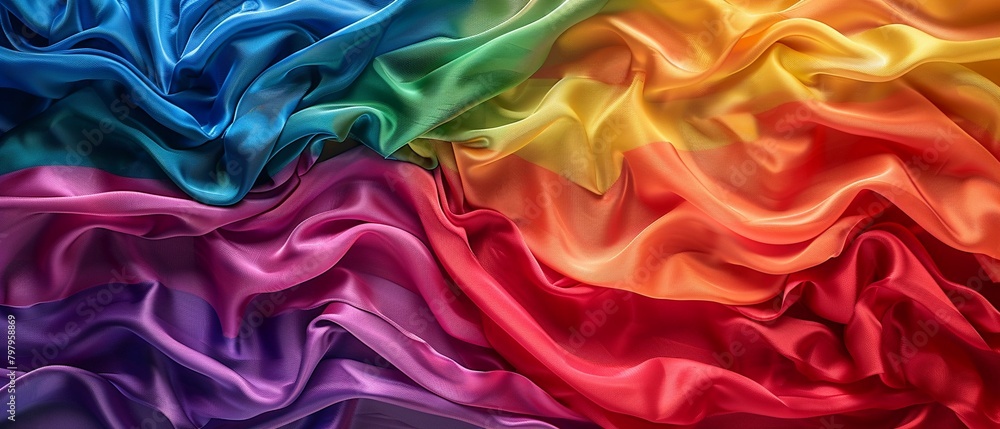 Rainbow colorful of lgbtq pride flag made from silk material in horizontal photo Rainbow colorful of lgbtq pride flag made from silk material in horizontal photo