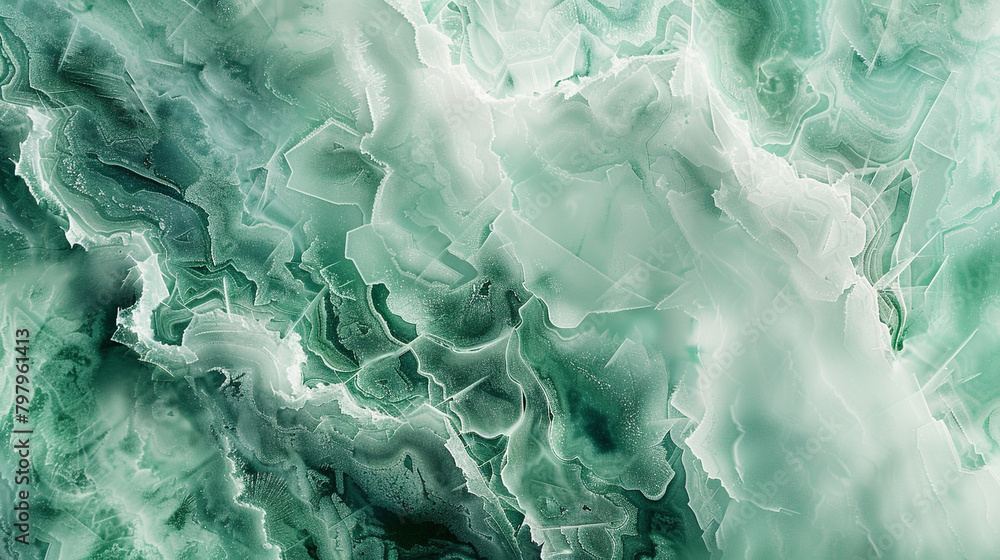Icy Mint Green Marble, Frozen Swirls and Crisp Lines