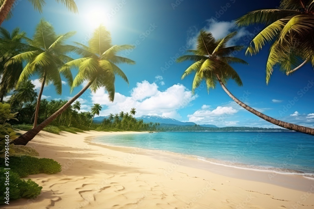 Fototapeta premium Fantasy Tropical beach landscape outdoors tropical.