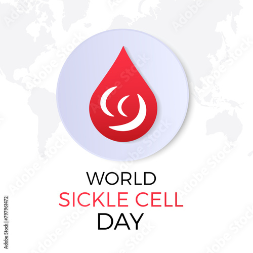 World Sickle Cell Day health awareness vector illustration. Disease prevention vector template for banner, card, background.