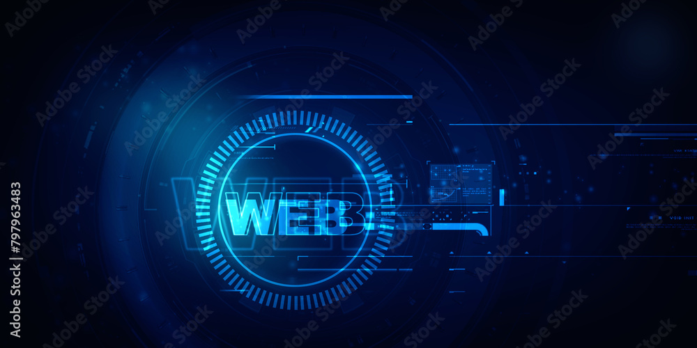2D illustration Web against glowing technological background