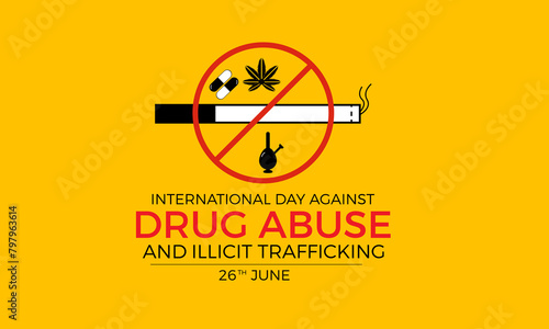 international day against drug abuse good life awareness vector illustration. Dangerous addiction prevention vector template for banner, card, background.