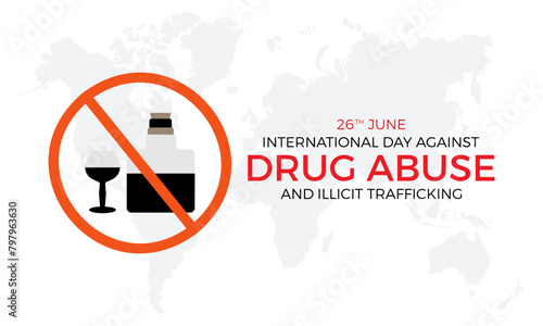 international day against drug abuse good life awareness vector illustration. Dangerous addiction prevention vector template for banner, card, background.
