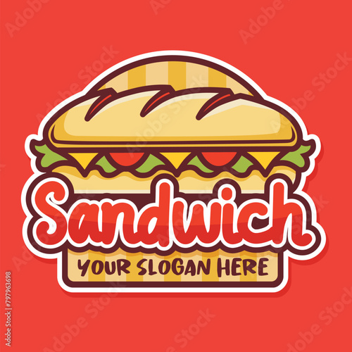 Sandwich Logo Design Simple Soft Color Vector Design