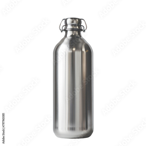 A liter metal bottle  isolate on transparent png.